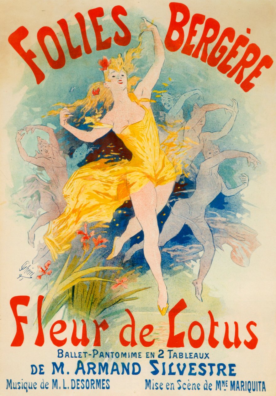Fleur de Lotus -baletti Folies Bergère -teatterille, Pariisi tekijältä Jules Cheret