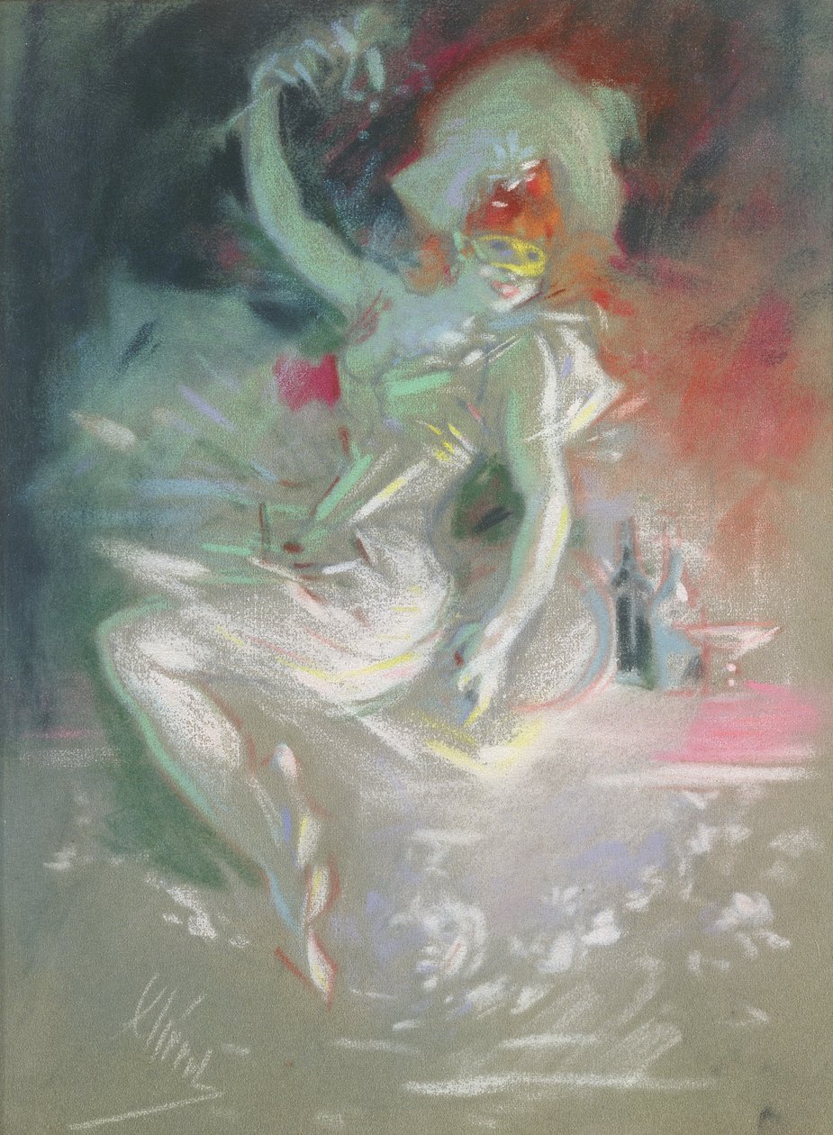 Naamiaiset, 1890-luku (pastelli paperille) tekijältä Jules Cheret