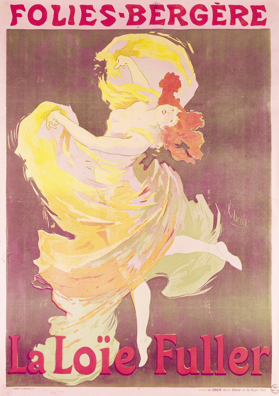 Loie Fulleria (1862-1928) mainostava juliste Folies Bergeressä tekijältä Jules Cheret