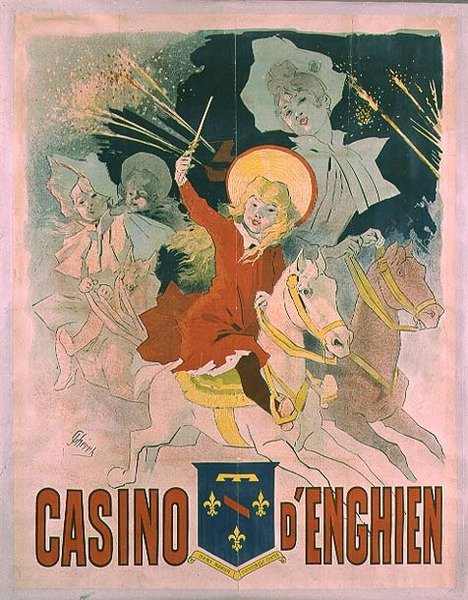 Casino dEnghien -kasinoa mainostava juliste, 1898 tekijältä Jules Cheret