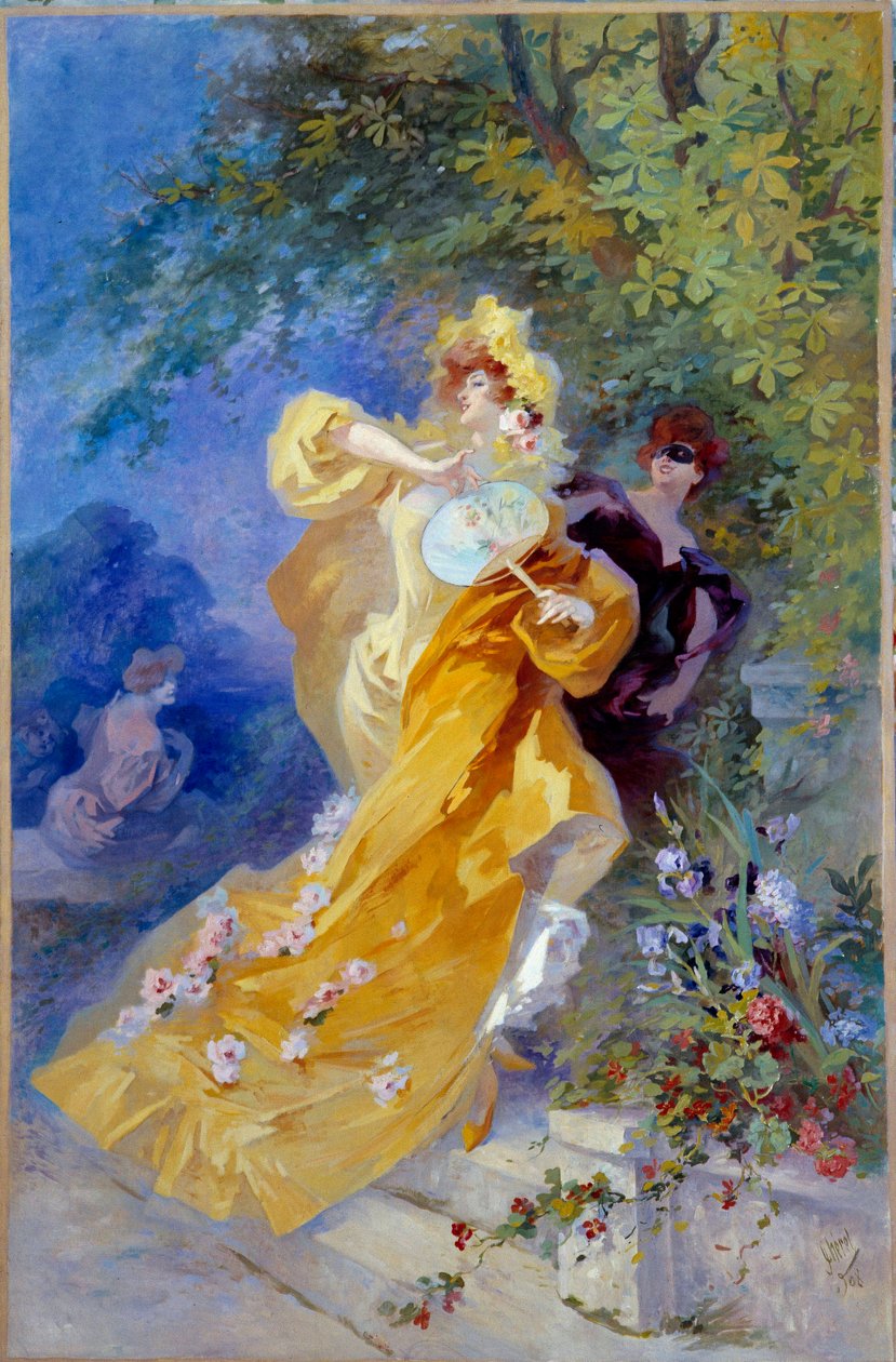 Jules Cheretin (1836-1932) keltainen dominomaalaus, 1900-luku Nizza, Musee Cheret tekijältä Jules Cheret