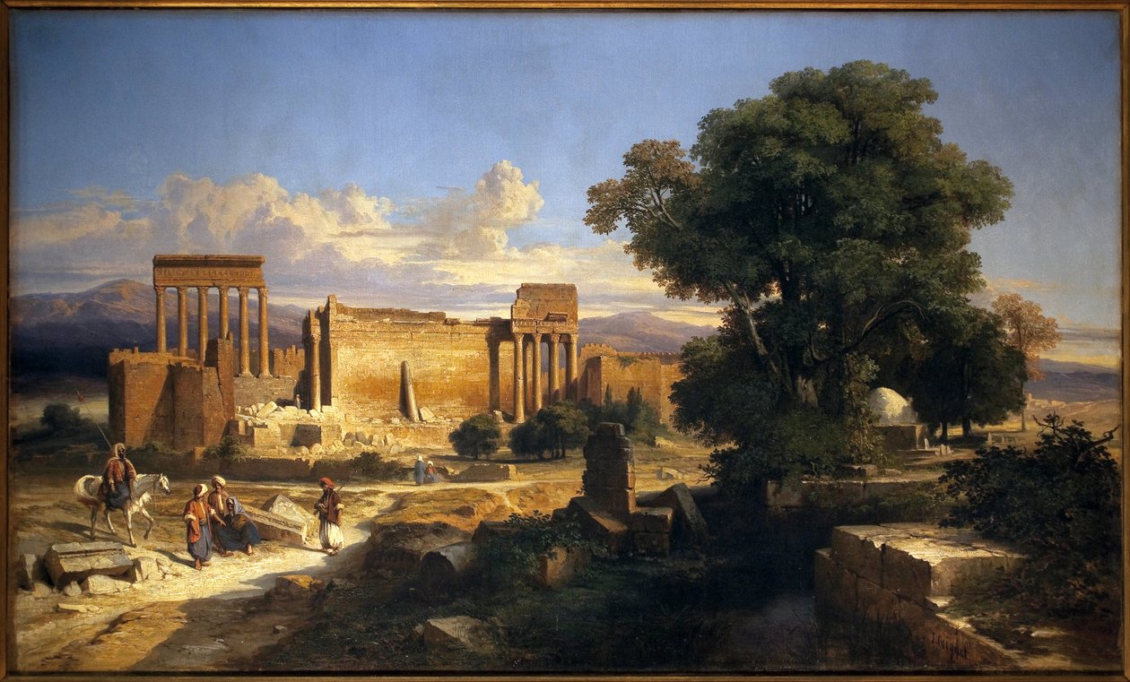 Balbeckin rauniot (tai Baalbek, Baalbec, muinainen Heliopolis, nykyinen Libanon). Jules Coignet