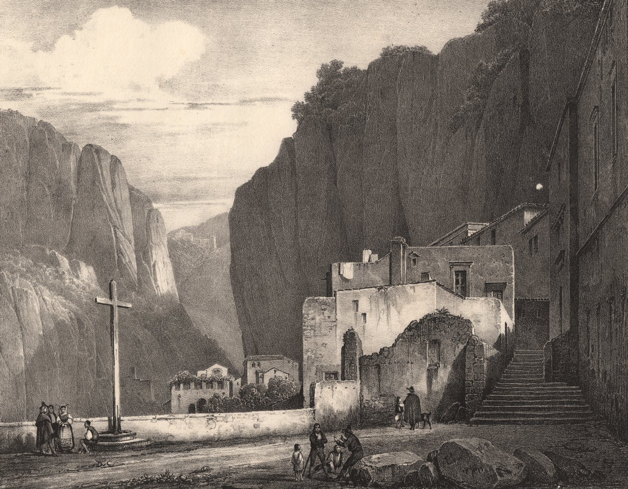 Näkymä Amalfi, Campania, Italia, litografia Jules Coignet (1798-1860) piirustuksen mukaan, 258x245 cm tekijältä Jules Coignet