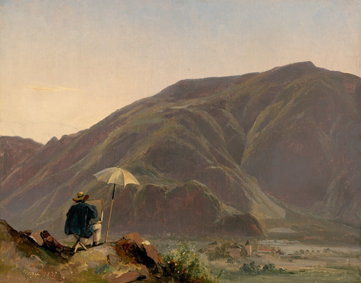Näkymä Bozenista maalarin kanssa, 1837. tekijältä Jules Coignet