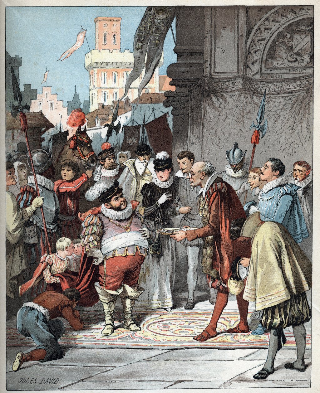 - Kuvitus Jules Davidista (1808-1892) Don Quijoten historiasta (Don Quijote) - 1887 - Miguel de Cervantes Saavedra (1547-1616) - tekijältä Jules David