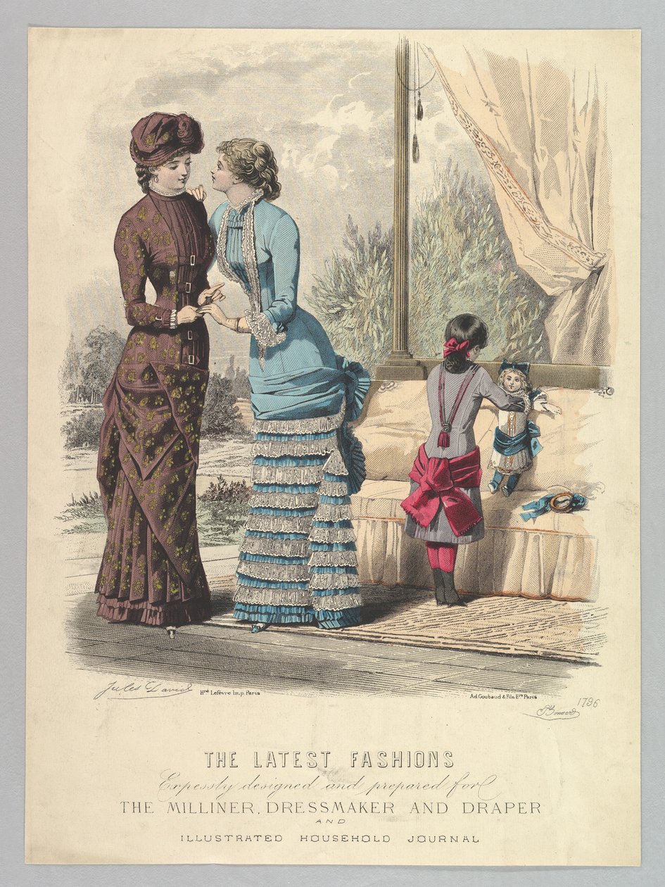 Viimeisimmät muotit, jotka on erityisesti suunniteltu ja valmistettu Millinerille, Dressmakerille ja Dr..., 1880-82. tekijältä Jules David