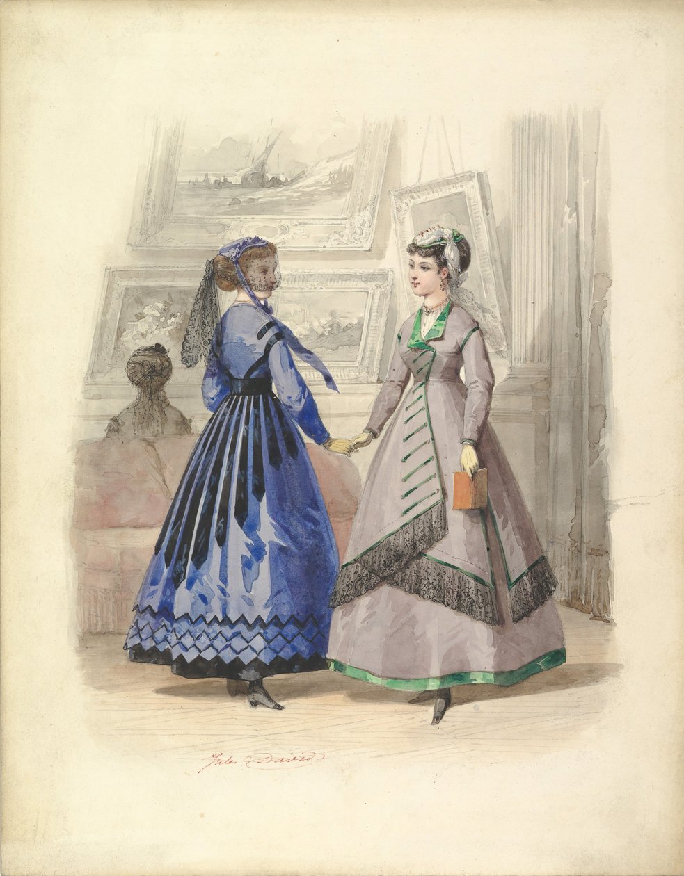 Kaksi naista taidegalleriassa, 1868. tekijältä Jules David