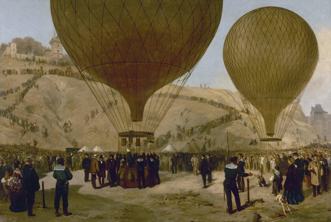 Léon Gambettan lähtö Toursiin Armand-Barbès-pallolla 7. lokakuuta. tekijältä Jules Didier