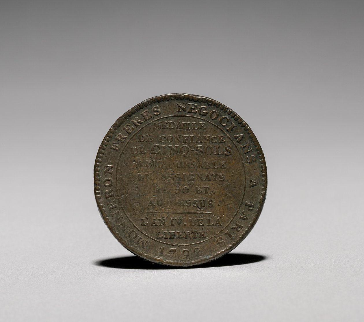 Mitali: Five Sols, Monneron Brothers, Pariisi, 1792 kääntöpuoli. tekijältä Jules Dupré