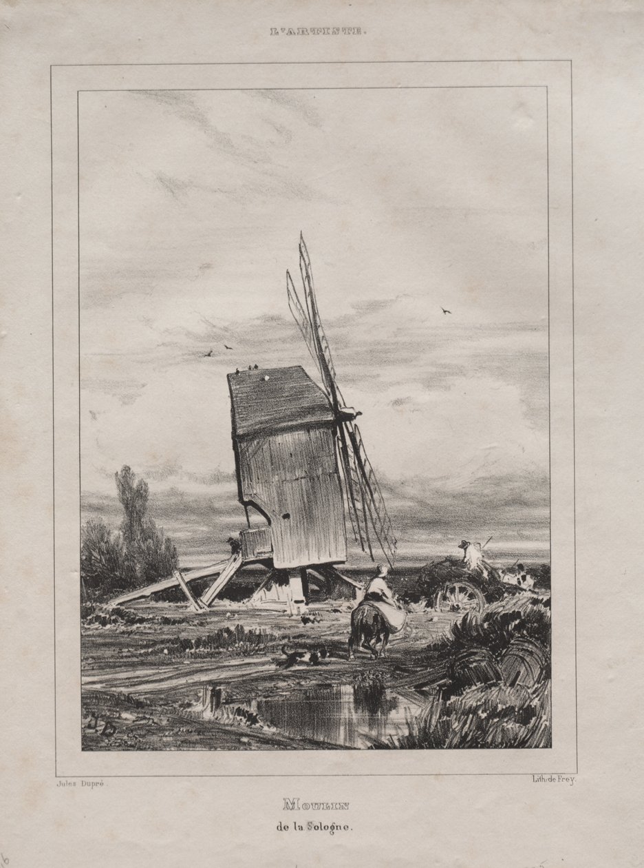 Mylly Solognessa, Ranskassa, 1835. tekijältä Jules Dupré