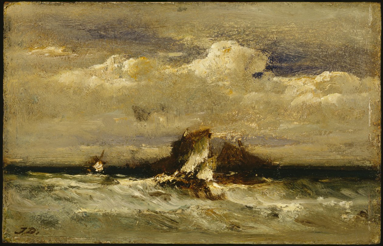 Merimaisema, n. 1868-81 (öljy kaupallisesti varustetussa paneelissa) tekijältä Jules Dupré