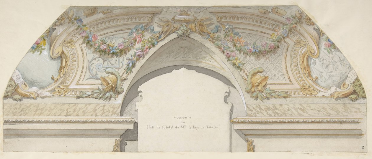 Suunnittelu Hôtel de Treviselle, Pariisi, 1800-luvun toinen puoli. Tekijät: Jules-Edmond-Charles Lachaise, Eugène-Pierre Gourdet. tekijältä Jules Edmond Charles Lachaise and Eugène Pierre Gourdet