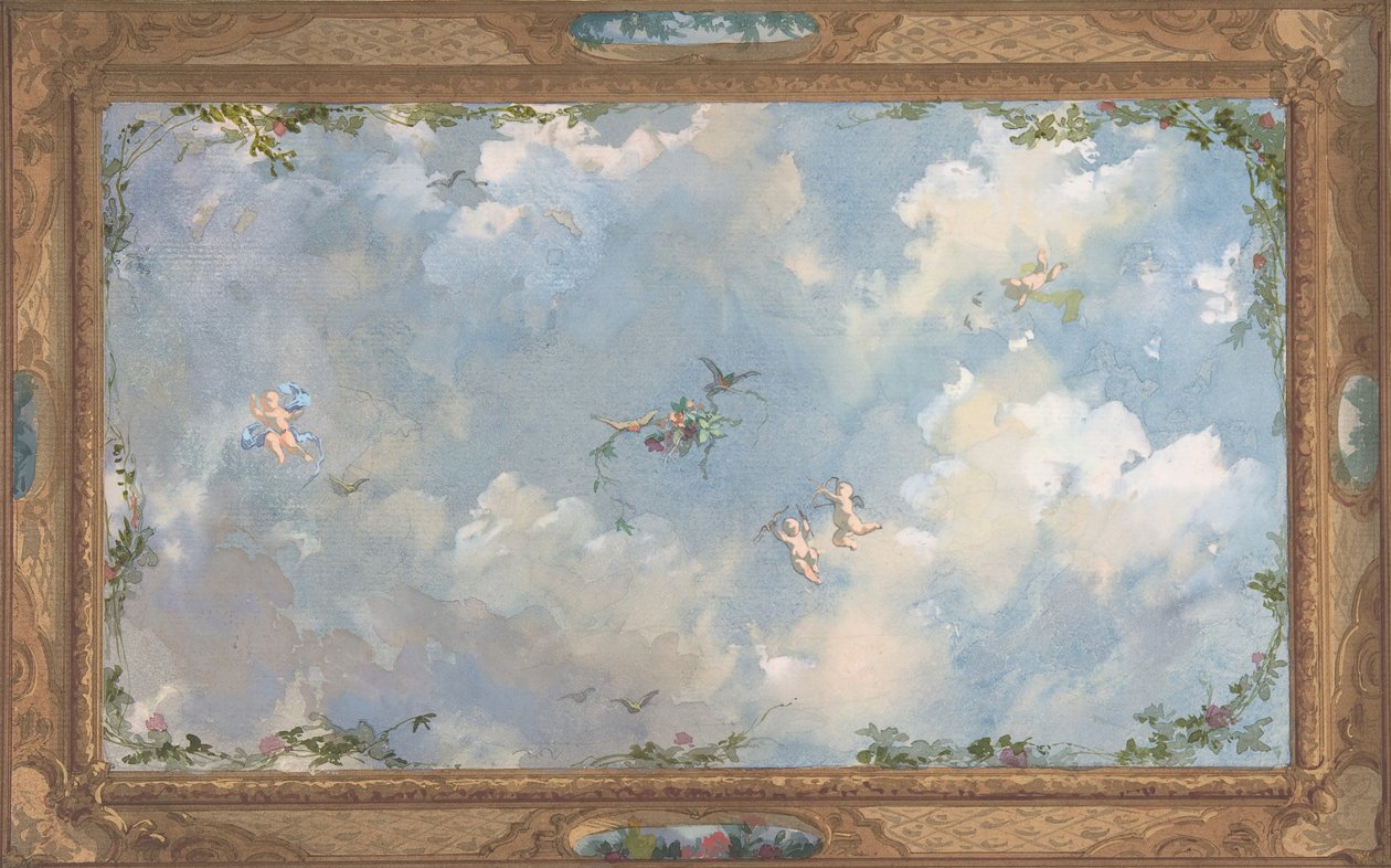 Design Salon Ceilingille, Candamo Hotel, n. 1873. Tekijät: Jules-Edmond-Charles Lachaise, Eugène-Pierre Gourdet. tekijältä Jules Edmond Charles Lachaise and Eugène Pierre Gourdet