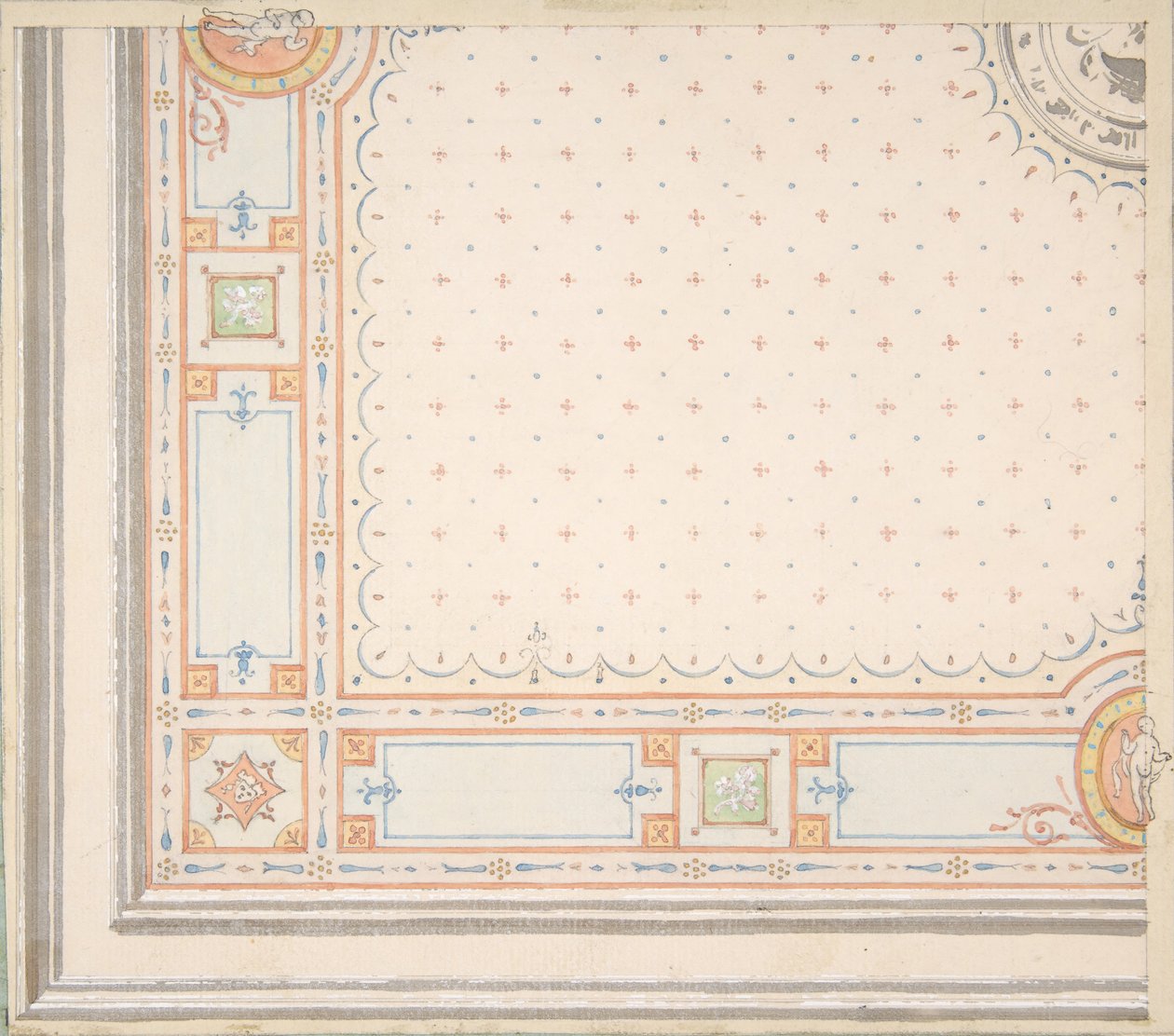 Suunnittelu kattosuoraan, mitoitukset suunnittelukoodilla verso, 1800-luvun toinen puoli. Tekijät: Jules-Edmond-Charles Lachaise, Eugène-Pierre Gourdet. tekijältä Jules Edmond Charles Lachaise and Eugène Pierre Gourdet