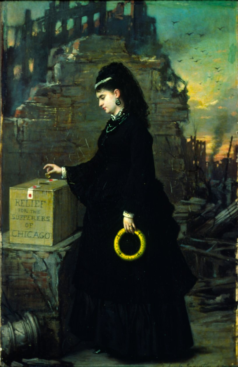 Avustus Chicagon kärsiville, 1872 tekijältä Jules Emile Saintin