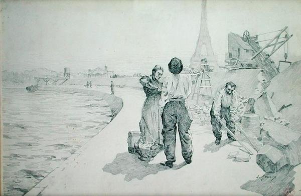 Näkymä Seinen rannoille, Pariisi tekijältä Jules Ernest Renoux