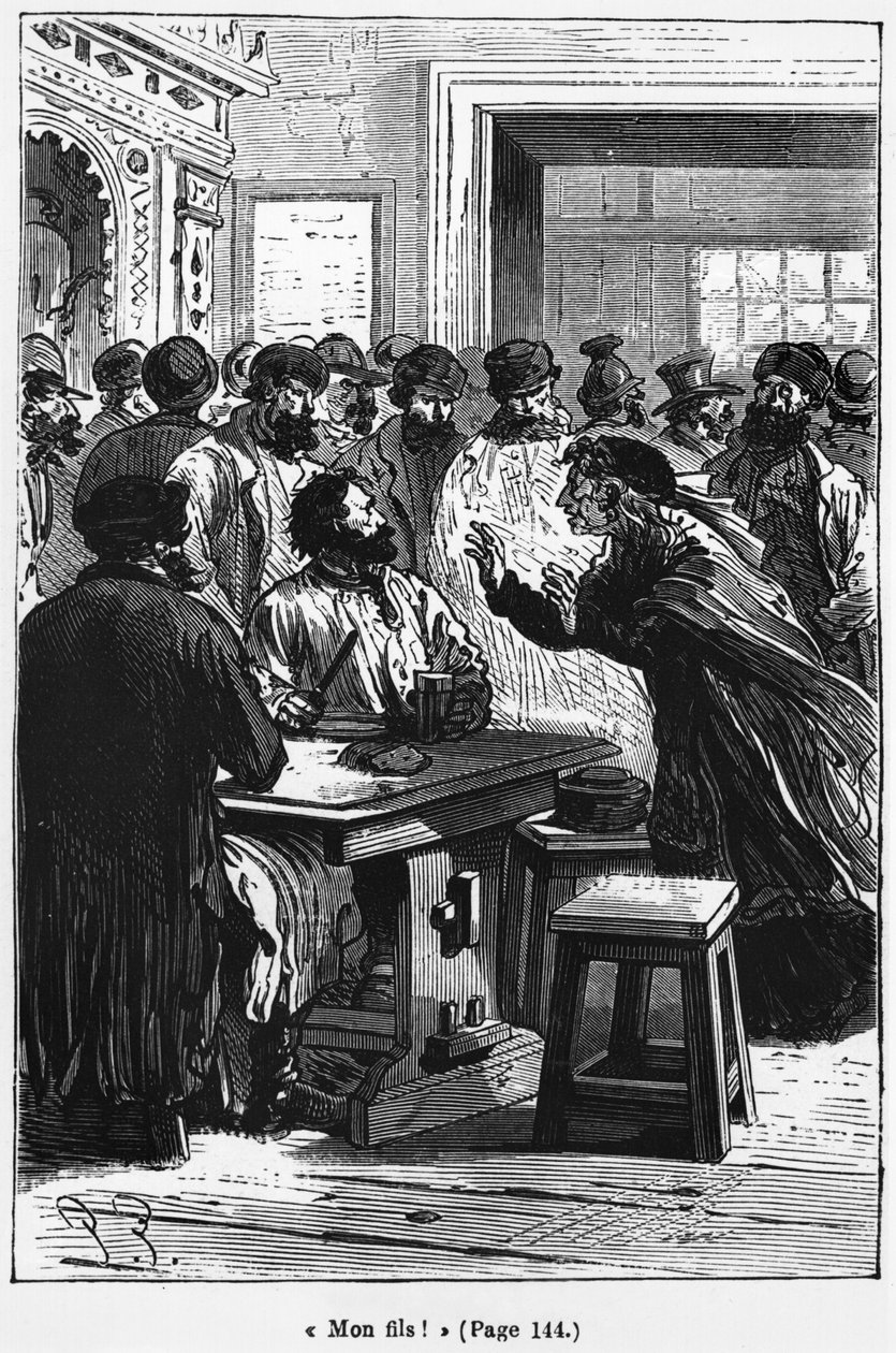 Poikani! kuvitus Jules Vernen (1828-1905) "Michel Strogoffista" kaivertanut Charles Barbant (k.1922) Paris, Hetzel tekijältä Jules Ferat