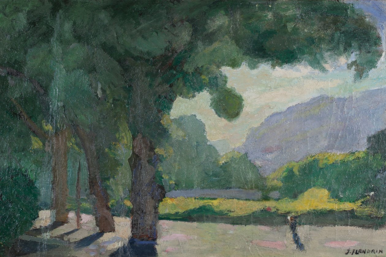 Grenoble, näkymä otettu Île Verte 1922 Öljy pahville tekijältä Jules Flandrin