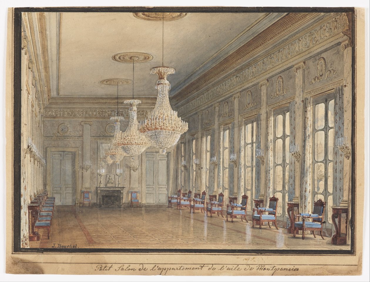 Salonki Montpensier -siivessä, Palais Royal tekijältä Jules Frédéric Bouchet