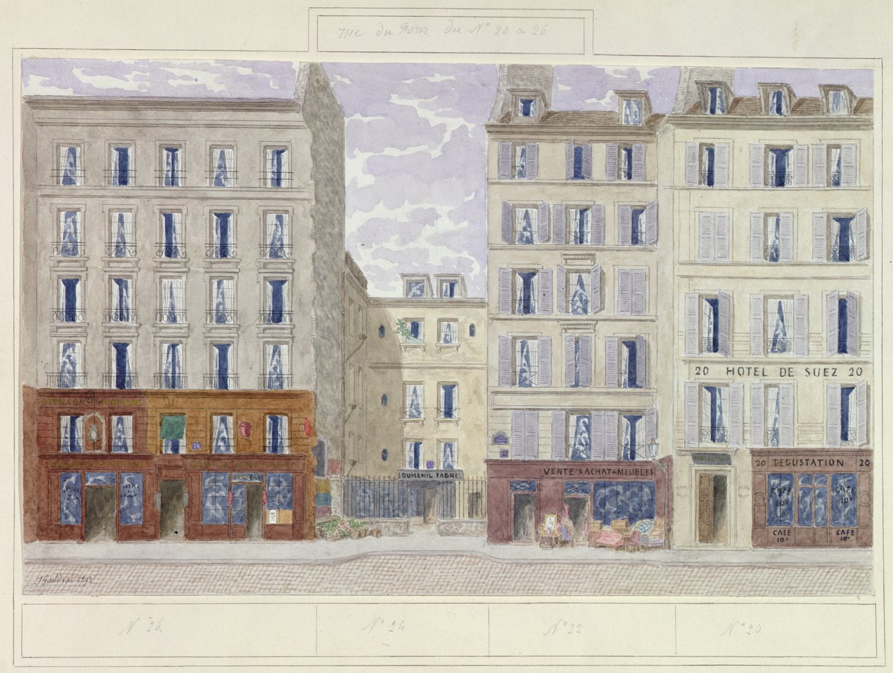 No.20-nro.26 rue du Four, Pariisi, Ranska, 1893 (wc paperille) tekijältä Jules Gaildrau