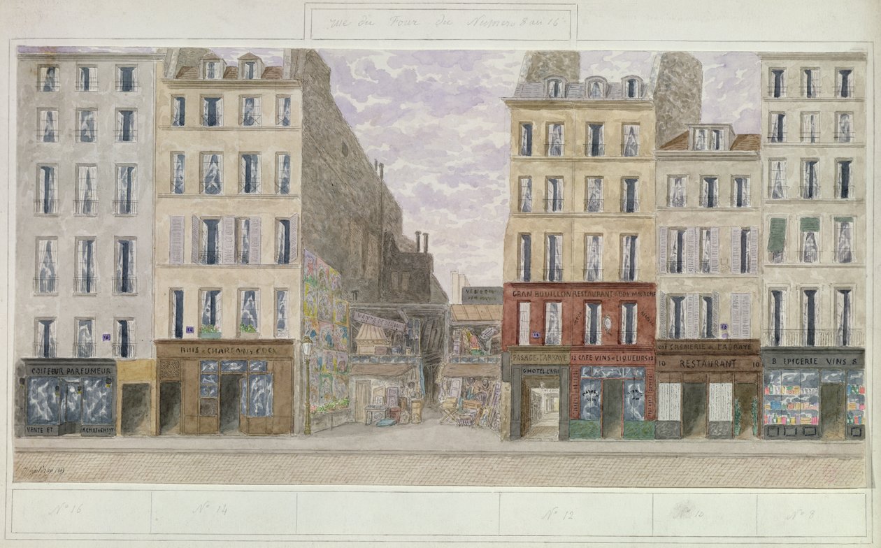 No.8 - No.16 rue du Four, Pariisi, Ranska, 1893 (wc paperilla) tekijältä Jules Gaildrau