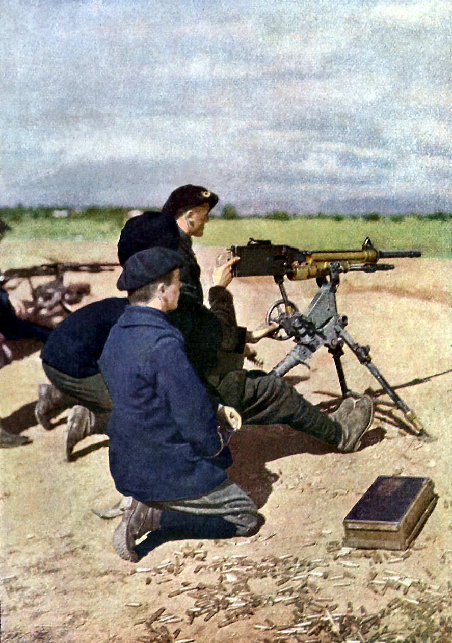 Ranskan asema konekivääreillä Marnen taistelun aikana Pariisin itäpuolella, syyskuussa 1914 (autokromi) tekijältä Jules Gervais Courtellemont