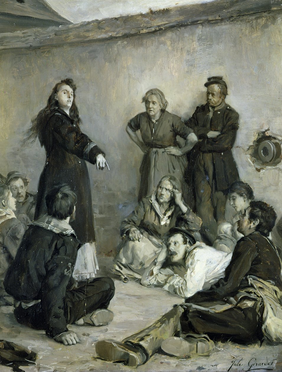 Louise Michel (1830-1905) Keskustelemassa kommunareille (öljy kankaalle) tekijältä Jules Girardet