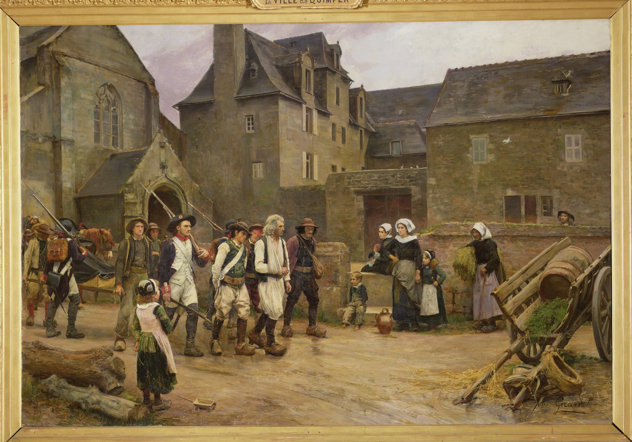 Fouesnantin vallankumoukselliset kansalliskaarti pyöritti vuonna 1792, n. 1886-87 (öljy kankaalle) tekijältä Jules Girardet
