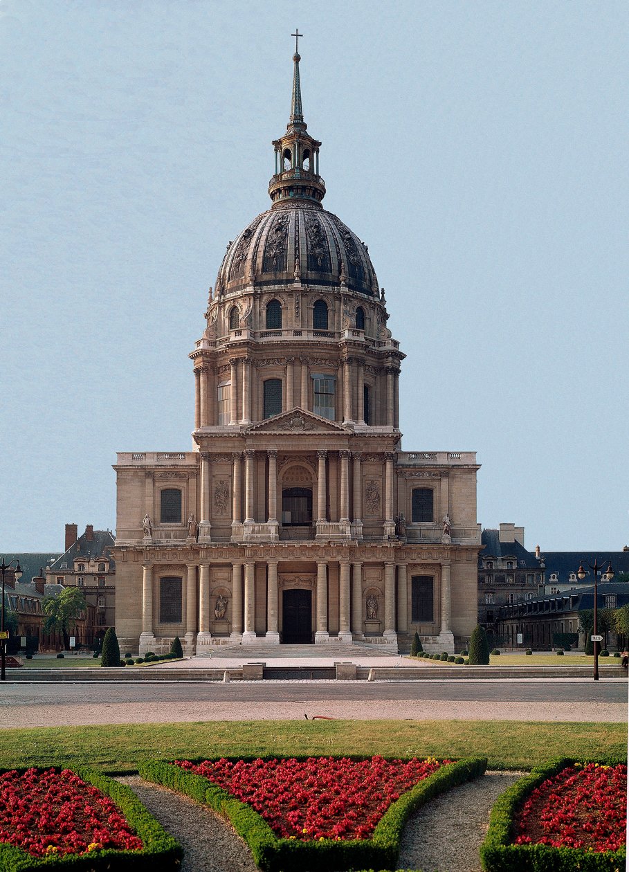 Jules Hardouin Mansartin (1646-1708) liberaali Bruandin hankkeesta toteuttama etelänäkymä Hotel des Invalidesin kupolista. 1679–1708 Pariisi – Hotel des Invalidesin kupoli, jonka vuosina 1679–1708 rakensi Hardouin Jules Mansart (1646–1708). Pariisi, Ranska tekijältä Jules Hardouin Mansart