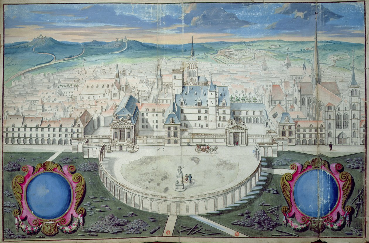 Burgundin herttuoiden palatsi Dijonissa ennen Mansartin restaurointia, 1698 tekijältä Jules Hardouin Mansart