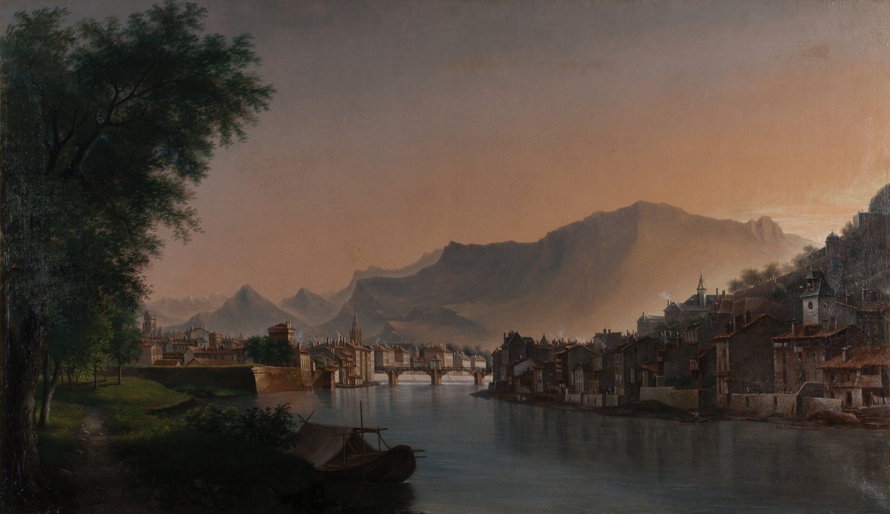 Näkymä Grenoblesta 1800-luvulla (öljy kankaalle) tekijältä Jules Jean Baptiste Guedy