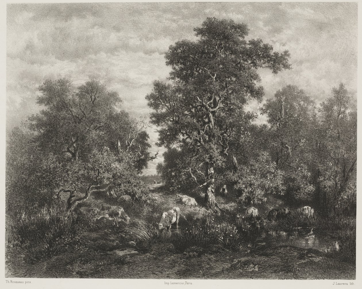 Lampi, Théodore Rousseaun (1812-67) jälkeen tekijältä Jules Joseph Augustin Laurens