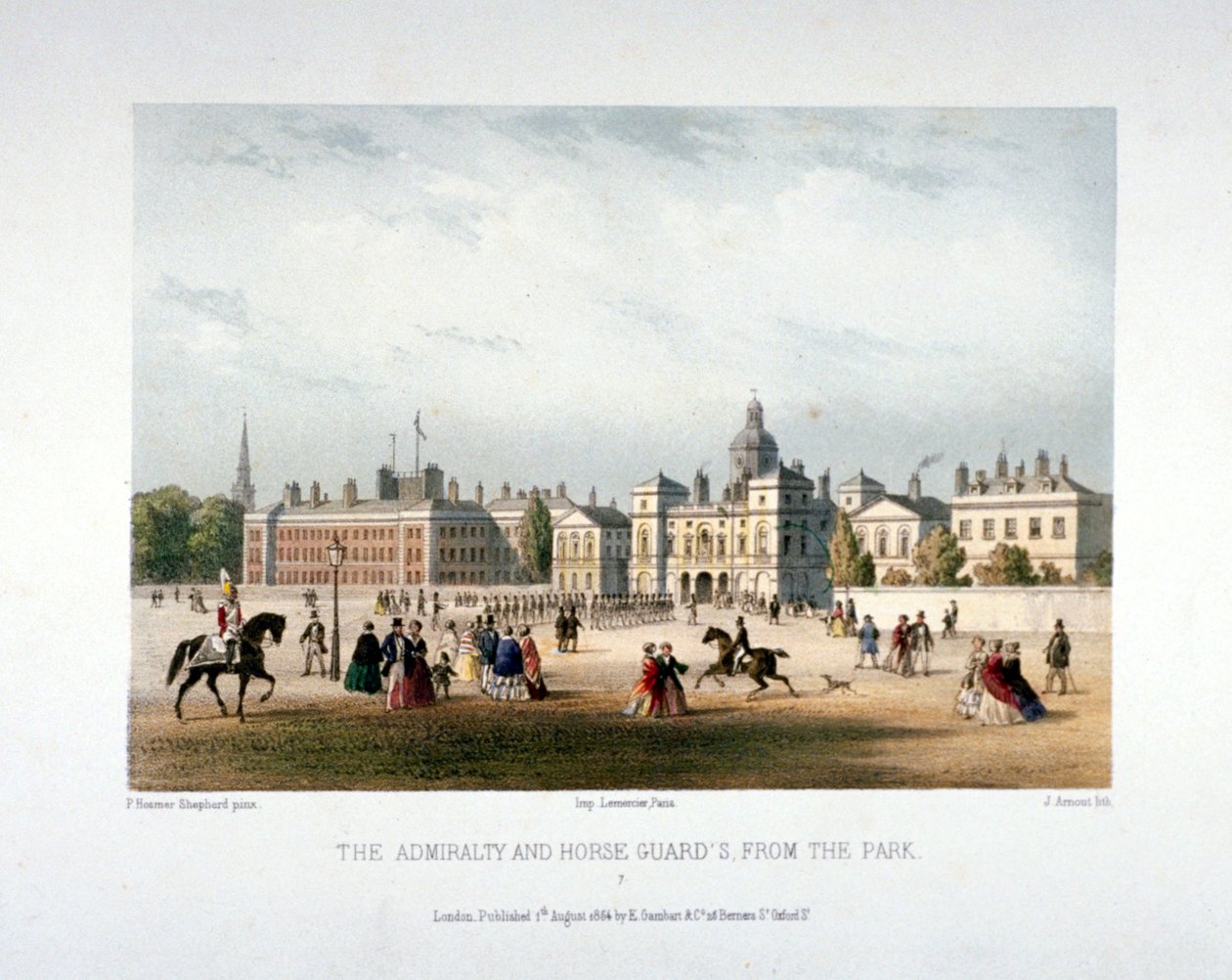 Almirallat i Horse Guards, Whitehall, Westminster, Londres, 1854 finlandès tekijältä Jules Louis Arnout