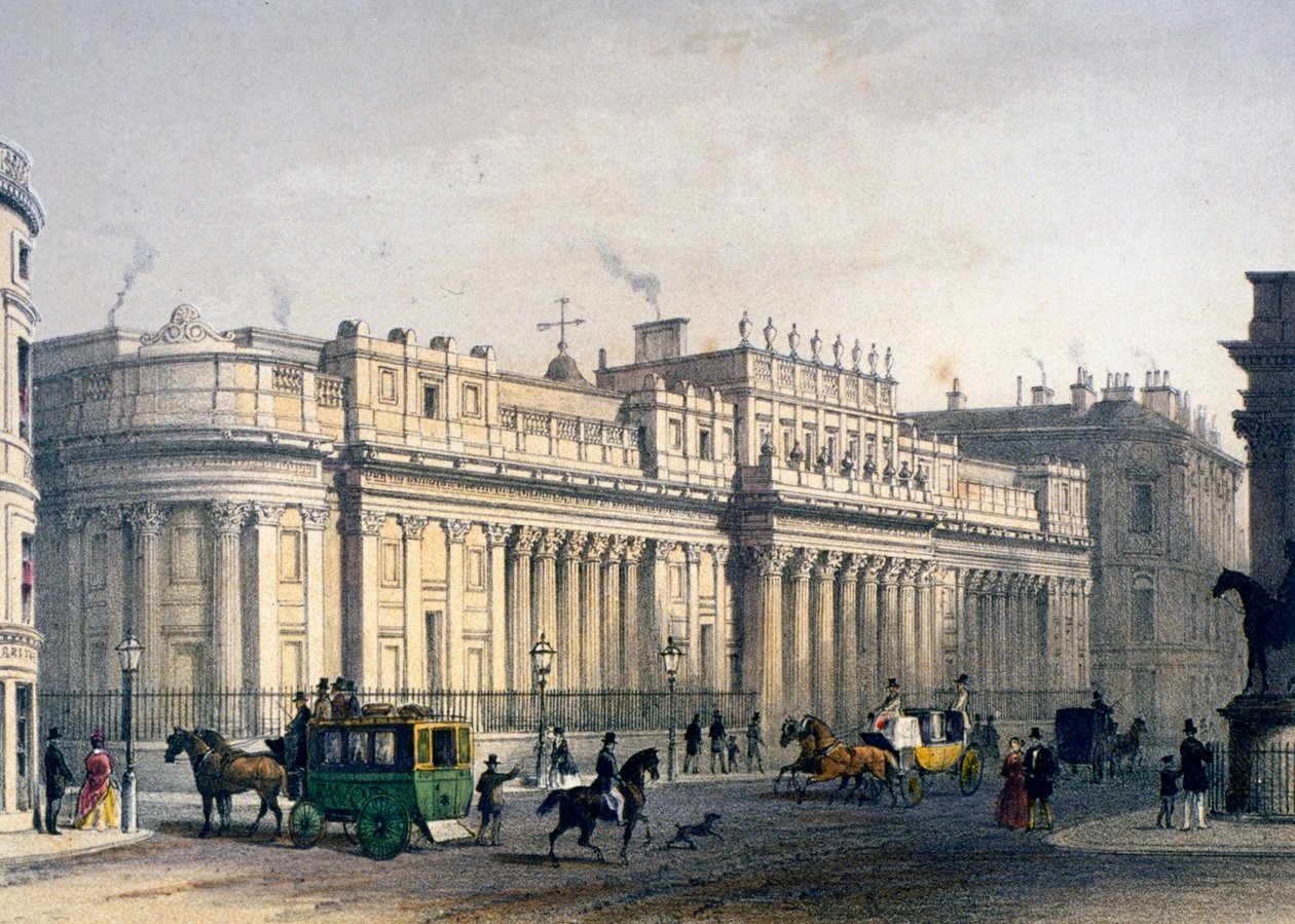 Näkymä The Bank of Englandista, Lontoon kaupungista, 1854 tekijältä Jules Louis Arnout