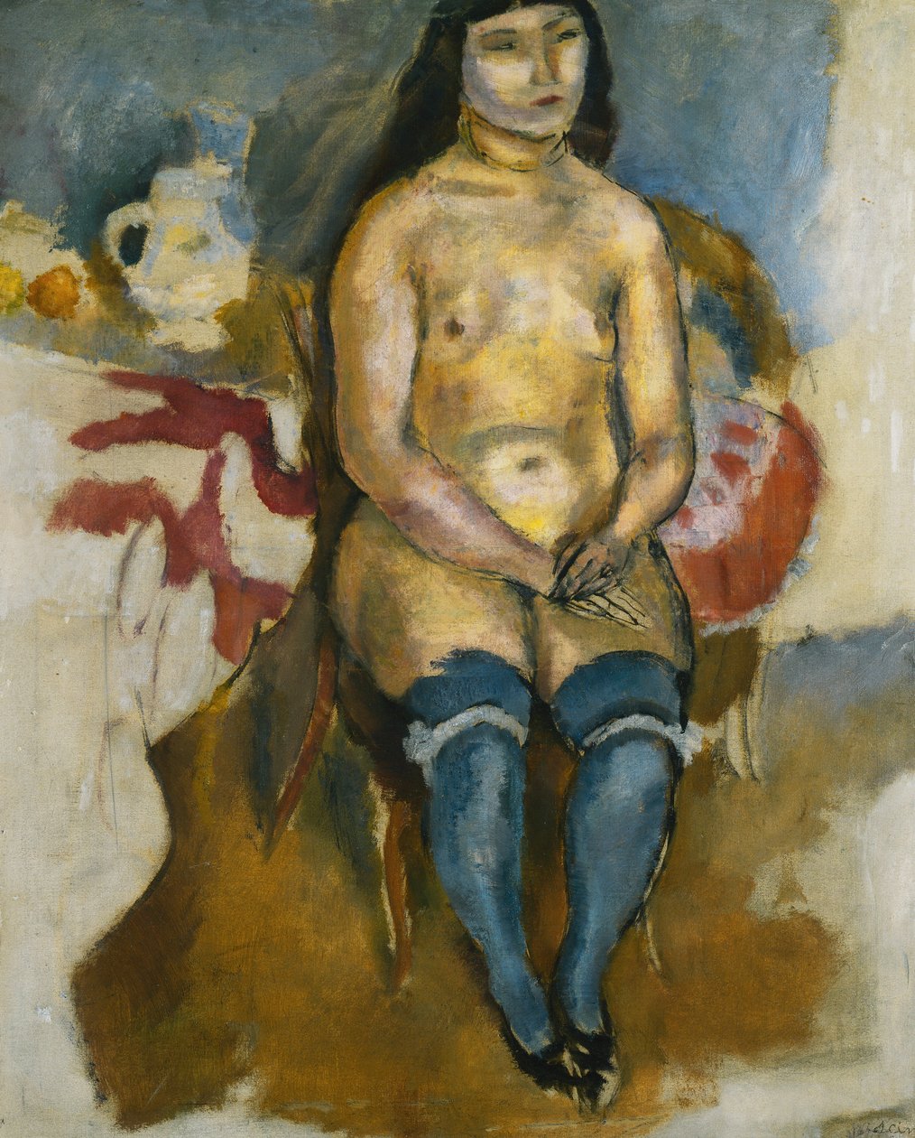 Aasian siniset sukat; Aasialainen sinisissä sukkahousuissa, 1922 tekijältä Jules Pascin