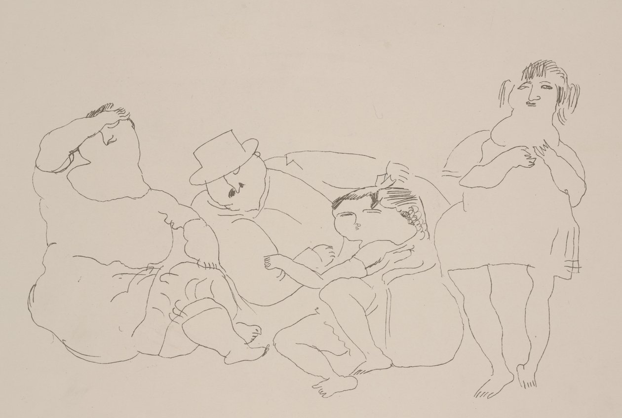Perhe, n. 1923-25 (litho) tekijältä Jules Pascin