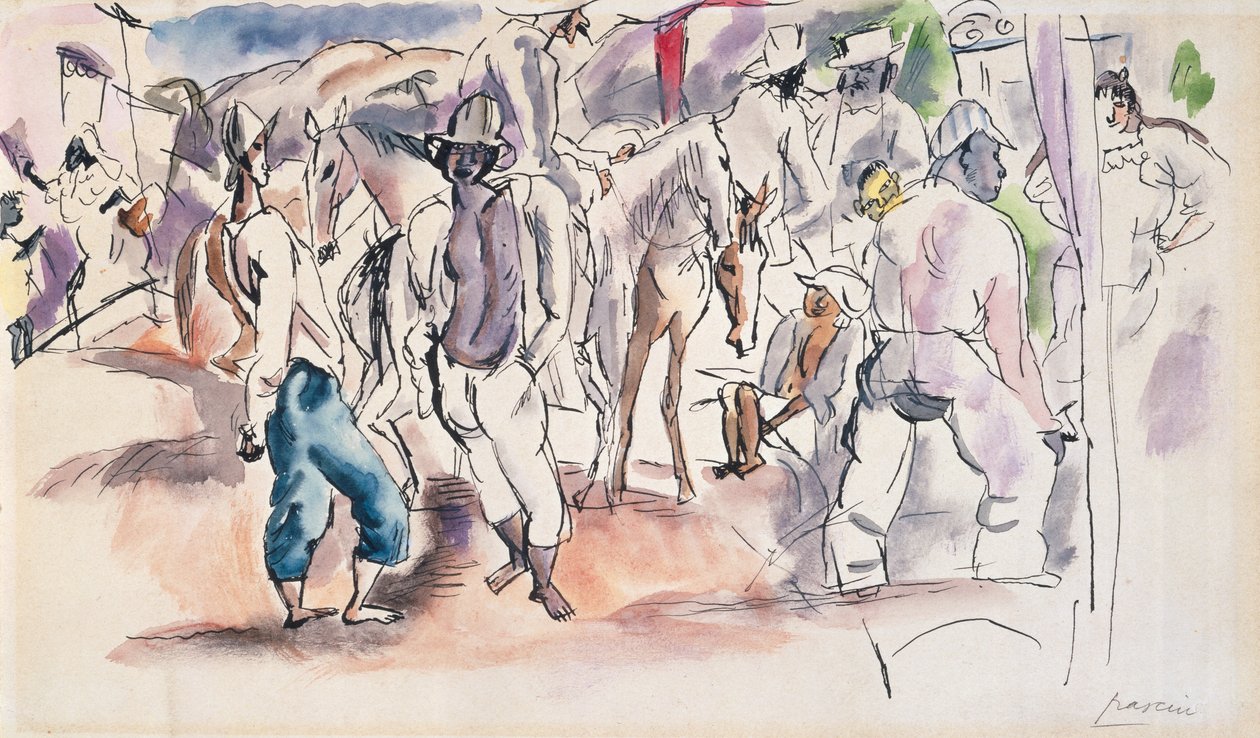 Figuurit ja hevoset (wc paperilla) tekijältä Jules Pascin