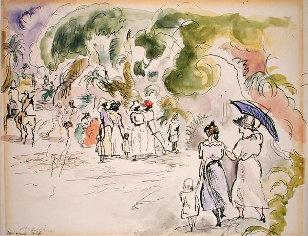 Figuurit maisemassa tekijältä Jules Pascin