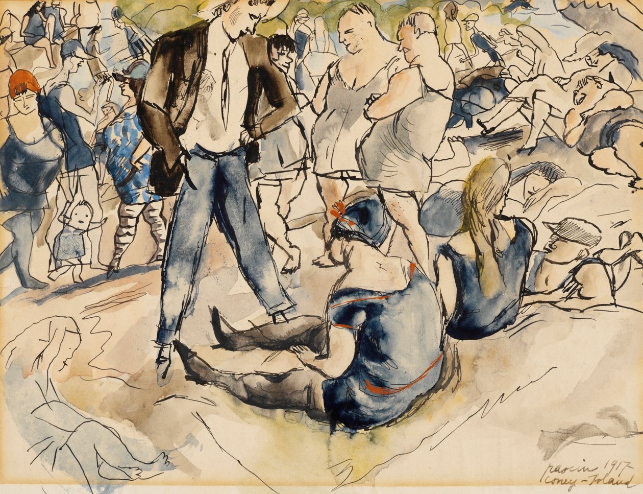 Figuurit rannalla, Coney Island tekijältä Jules Pascin