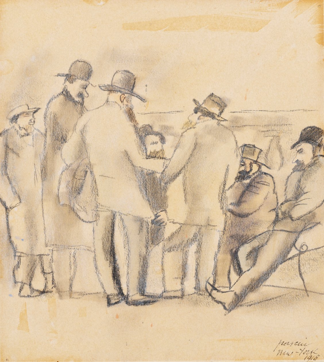 Miesten ryhmä, New York tekijältä Jules Pascin