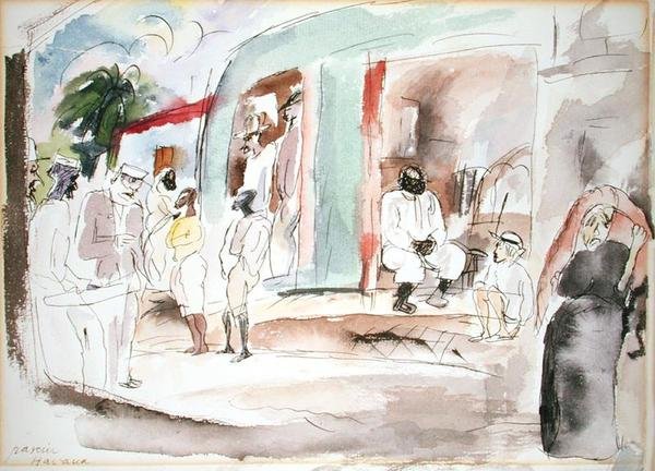 Havanna (akvarelli paperille) tekijältä Jules Pascin