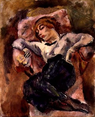 Hermine David Sleeping, n. 1916 (öljy kankaalle) tekijältä Jules Pascin
