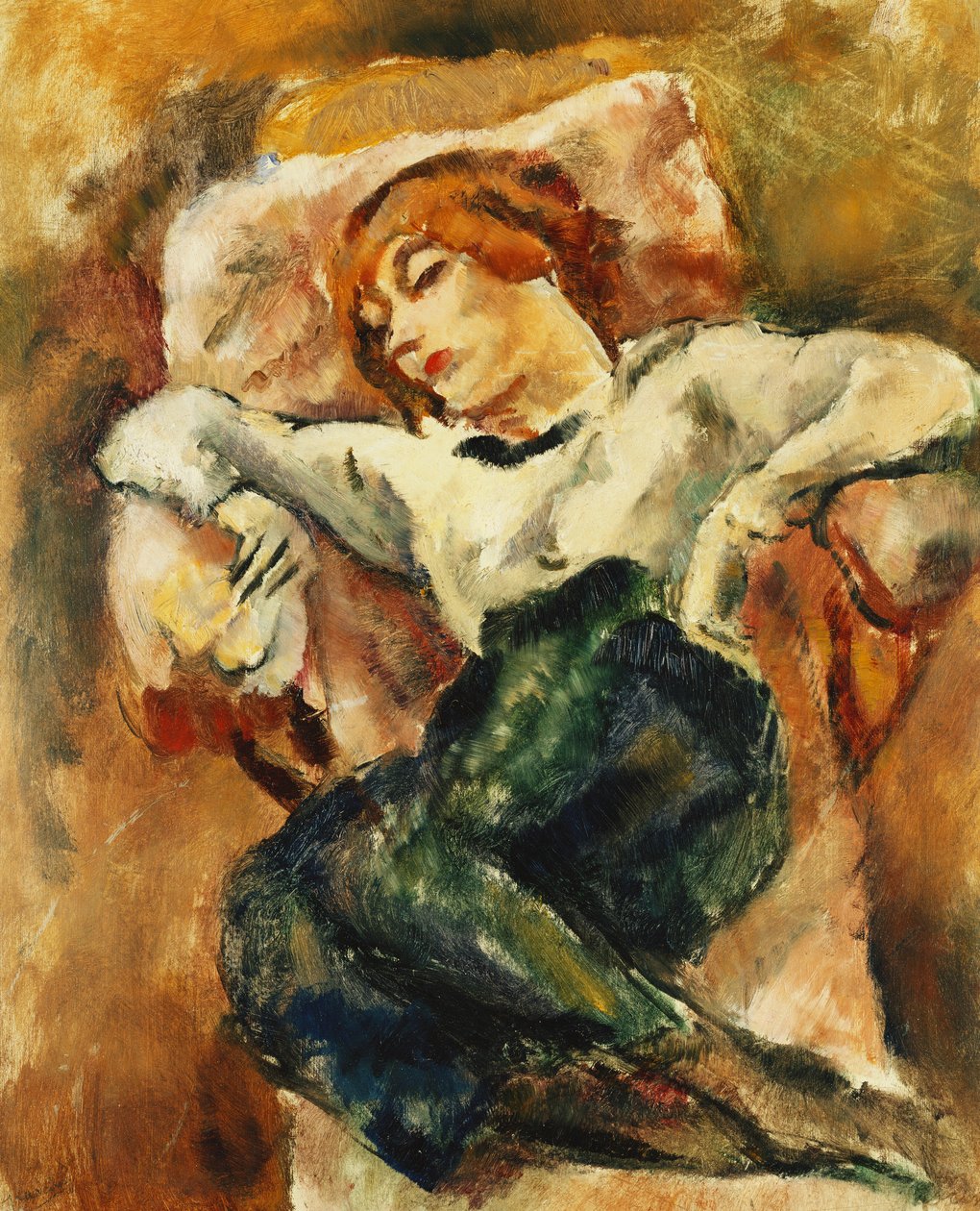 Ermine lepää; Stoat lepää, 1916 tekijältä Jules Pascin