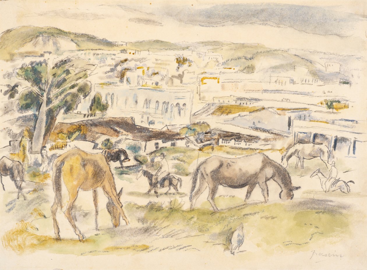 Hevoset maisemassa (wc paperilla) tekijältä Jules Pascin