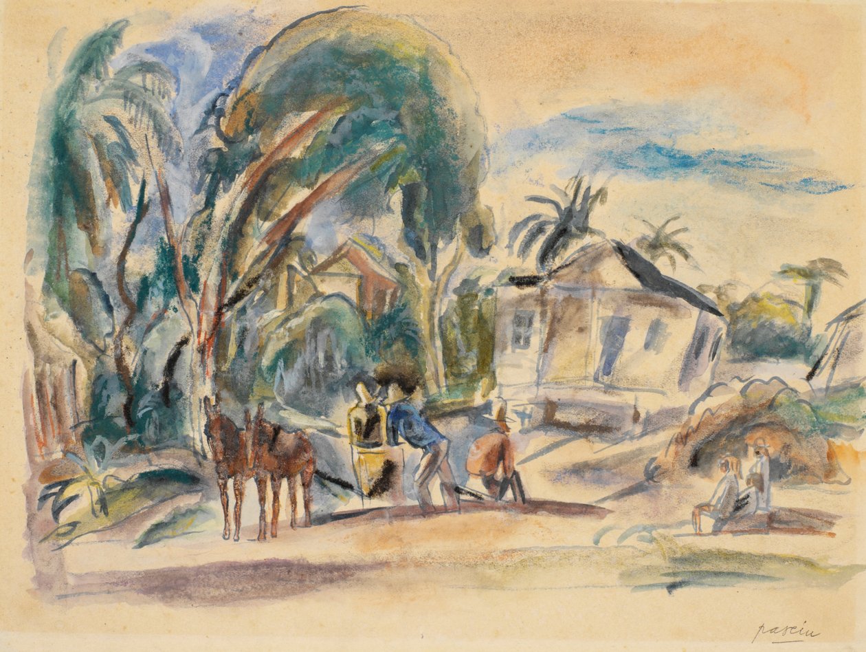 Maisema, talot ja puut tekijältä Jules Pascin