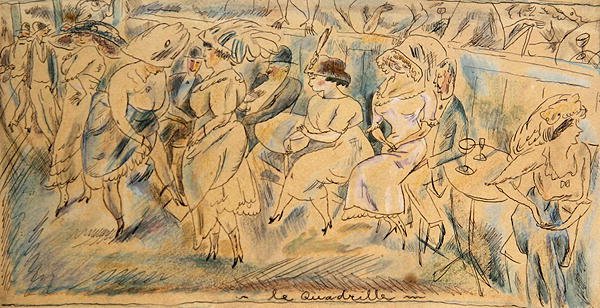 Le Quadrille (kynä ja muste paperille) tekijältä Jules Pascin
