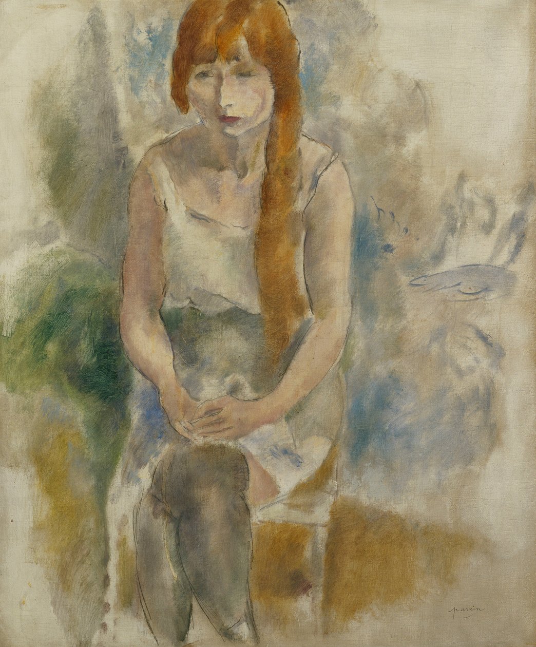 Malli istuu; Modele Assis, tekijältä Jules Pascin