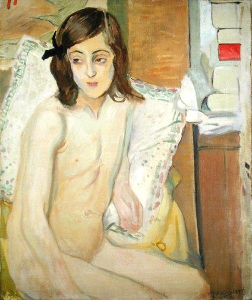 Nude Young Girl (öljy kankaalle) tekijältä Jules Pascin