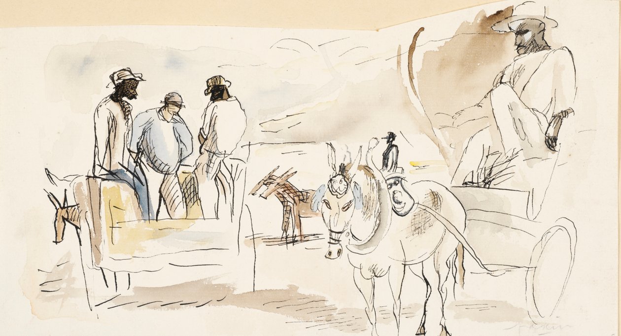 Orjat ja kaksi kärryä (wc paperilla) tekijältä Jules Pascin