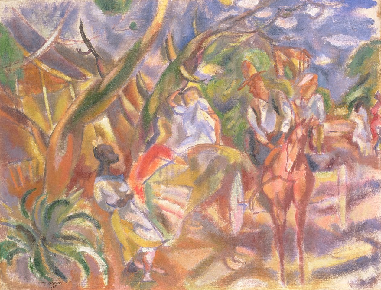 Eteläinen kohtaus, jossa mies ajaa vaunua, 1915 tekijältä Jules Pascin